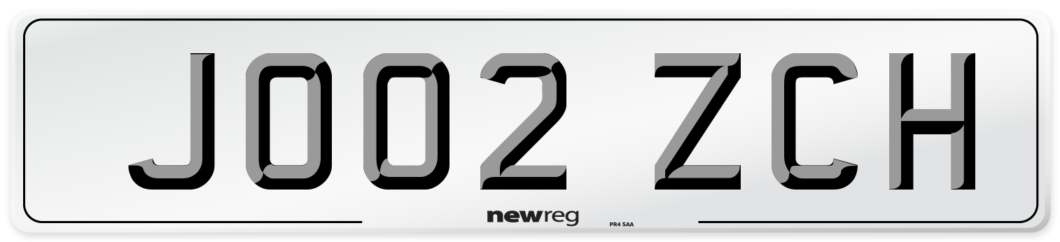 JO02 ZCH Number Plate from New Reg